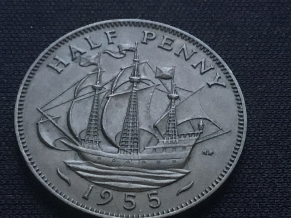 1955 Elizabeth II British Halfpenny