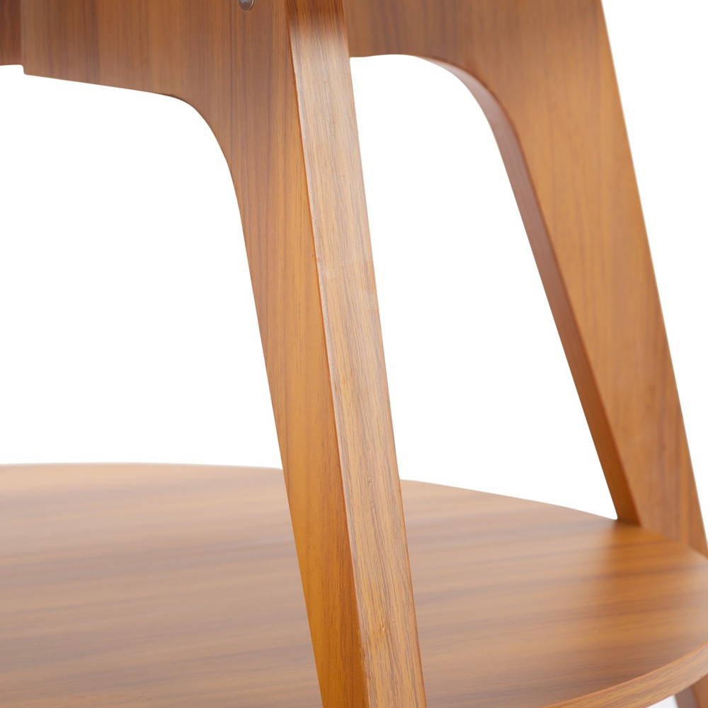 31.5" Round End Table 2-Tier Storage Shelf Walnut Finish Modern Accent Table