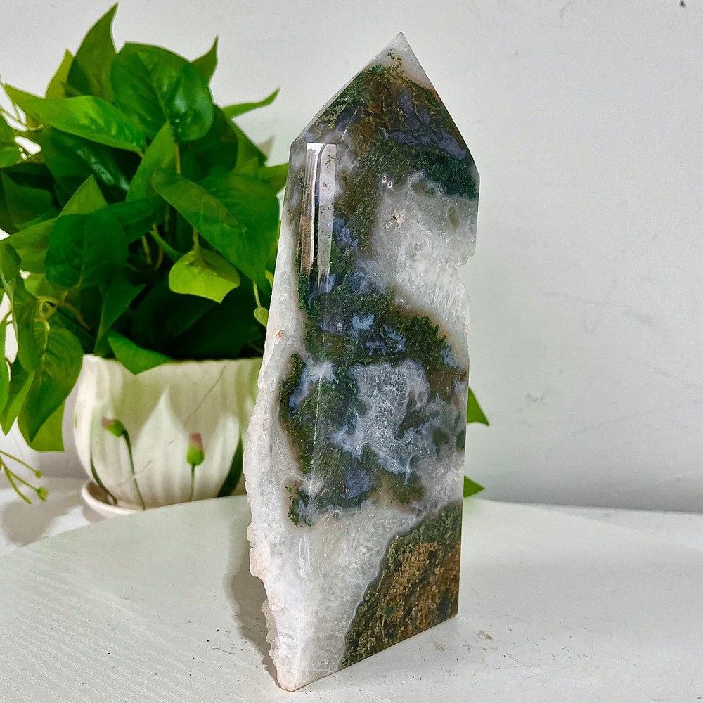 3.54LB Water grass agate wide column obelisk sample column