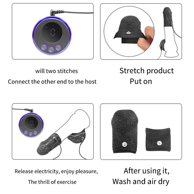 E-stim Penis Stretcher Enhancer Ball-Scrotum-Ring Delay Ejaculation sleeve USA