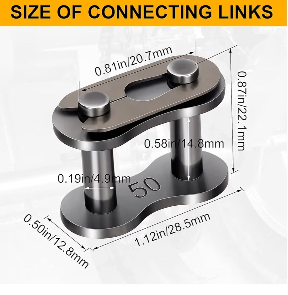 10 Pack #50 Roller Chain Connecting Links, Master Connector Link