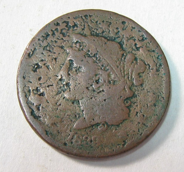 1839 CORONET HEAD LARGE CENT Penny  - Booby Head