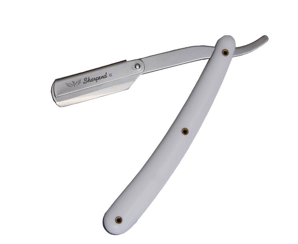 Sharpend Handle Straight Edge Barber Razor Folding Shaving Knife with, 10 Blade