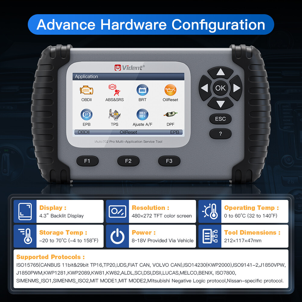 Vident iAuto702Pro Bidirectional ABS & SRS 2-System Diagnosis Key Programming