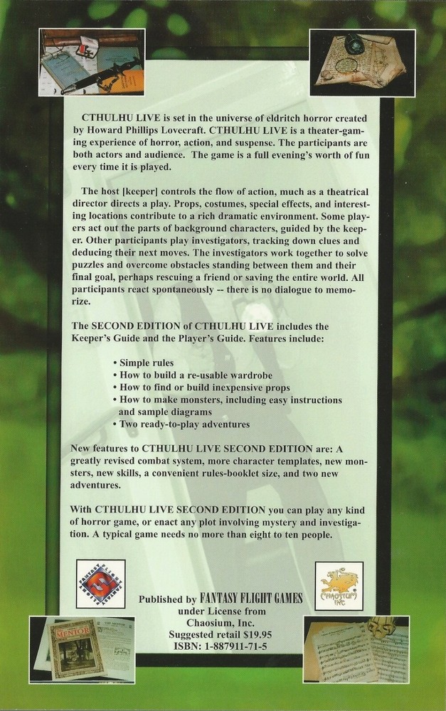 Cthulhu Live Second Edition Value Pack - All 5 Books, Core Rules & Supplements