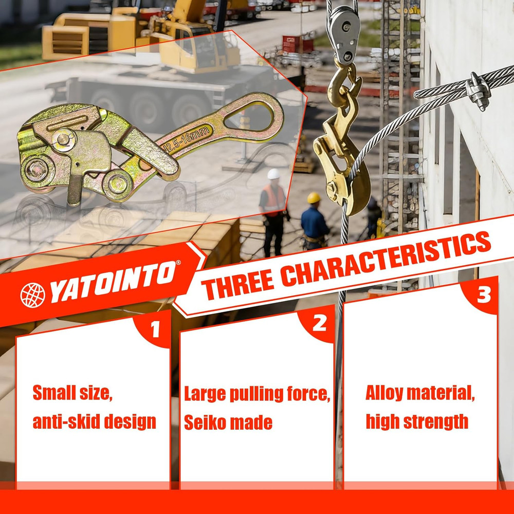 2200Lb Cable Grip Steel Wire Puller 1 Ton, Cable Puller Tool for 2.5-16 Mm Wire