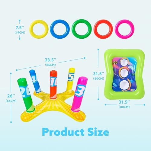 2 Sets Inflatable Pool Toss Game Combo Set Includes Ring Toss & Corn-Toss Game