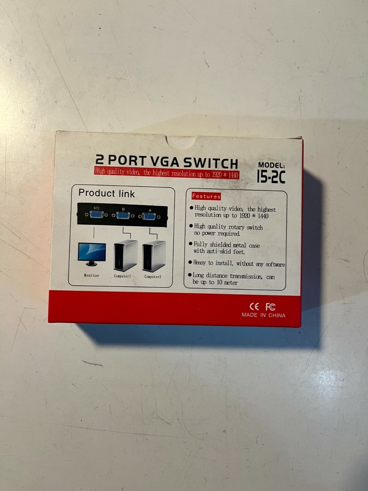 Pan Pacific ABM-HD15-2, 2-Port VGA Switch,