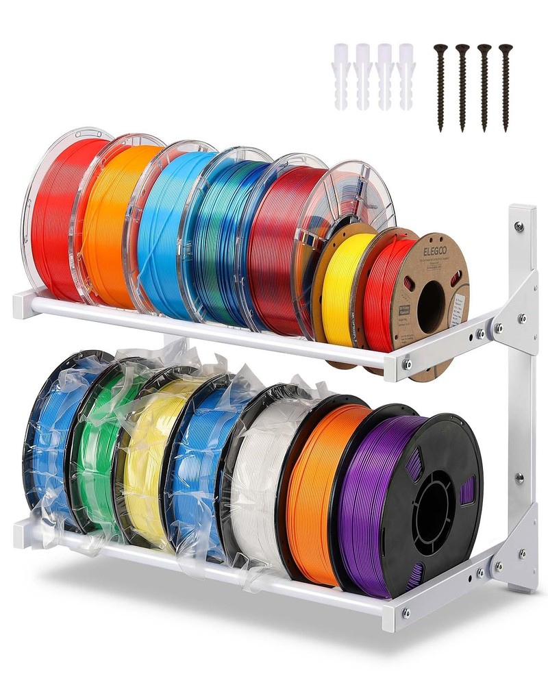 AHOWPD Wall Mount Filament Storage Rack- 3D Printer White