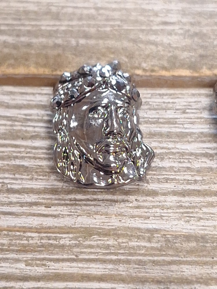 Christian Silver Tone Jeuse Face Earrings