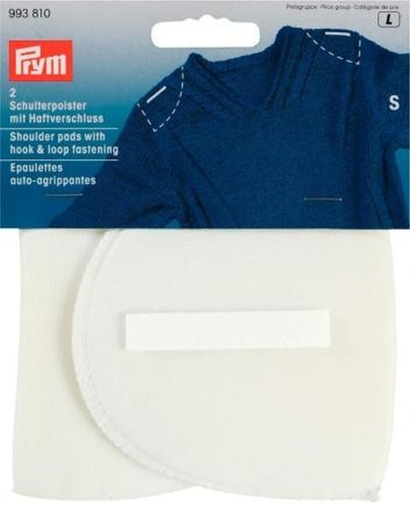 Shoulder Pads half Moon Touch Fastener Pa S White