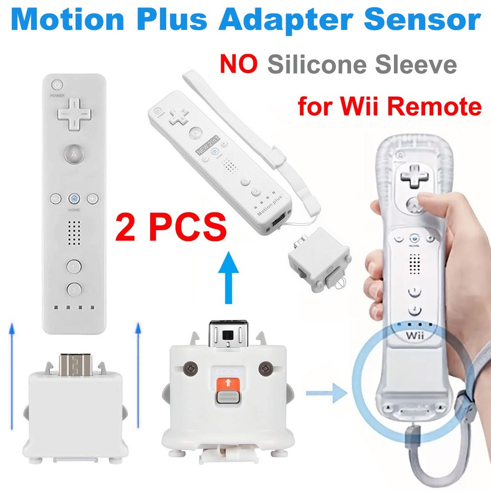 2 PACK Motion Plus Adapter Sensor Attachment for Nintendo Wii Remote Controlle