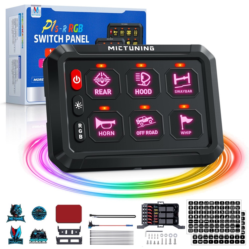 6 Gang Switch Panel, Universal On-Off LED Circuit Control Relay System Box