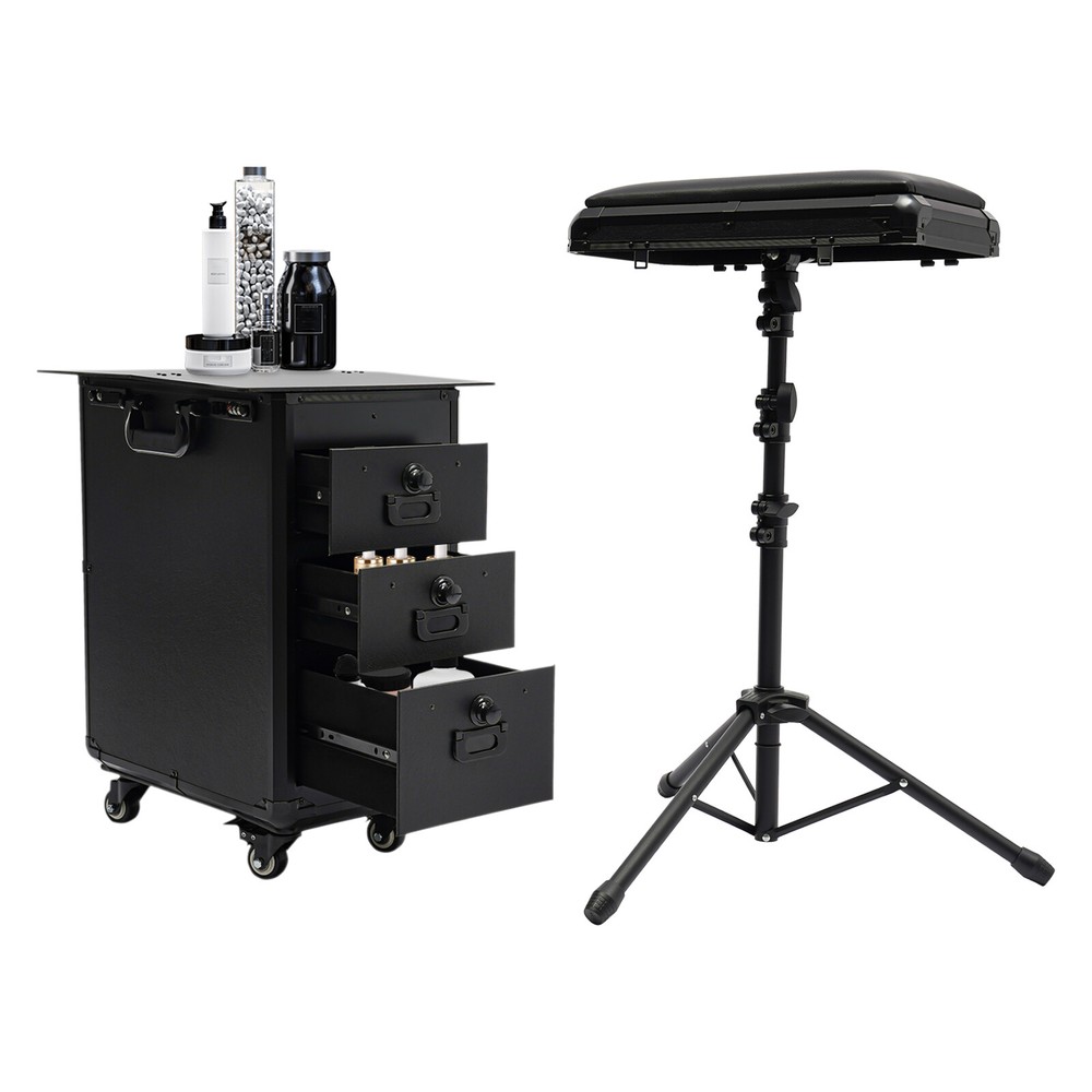 Rolling Makeup Case, Makeup Case with 4 Universal Wheels Combination Lock