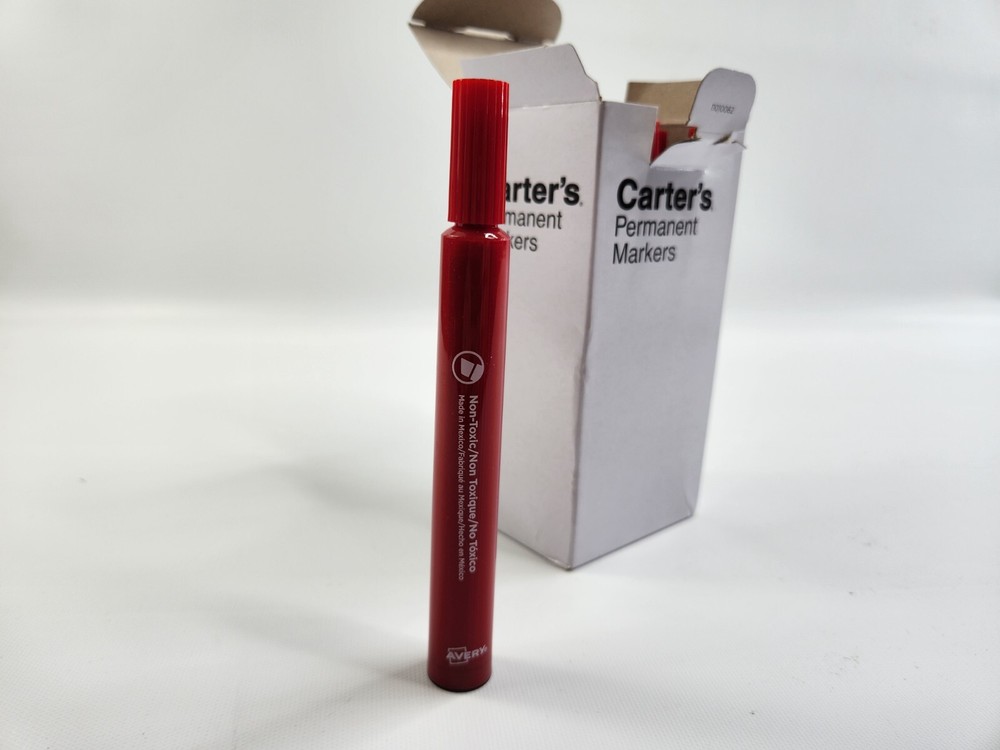 12 Pack Carter's Red Permanent Large Markers Chisel Tip Box Avery 27177