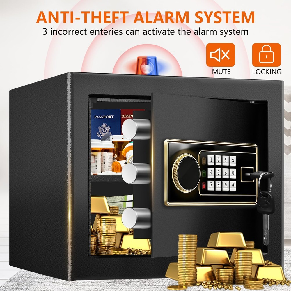 1.4 Cuft Small Fire Safe Box for Home, Security Safe Box Fireproof Waterproof...