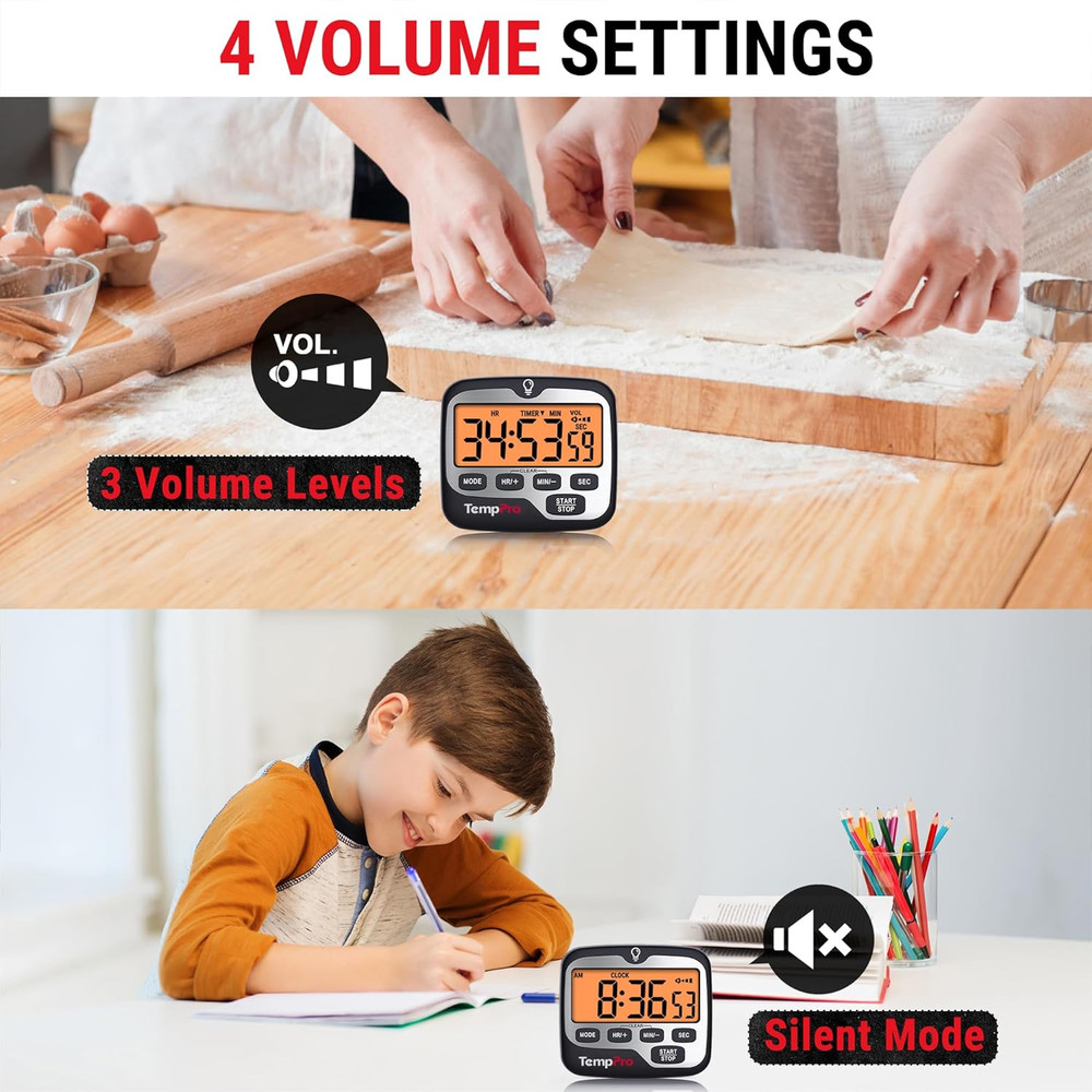 TM01 Kitchen Timers for Cooking with Count up Countdown Timer, Digital Timer for
