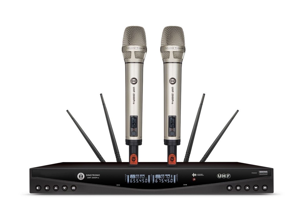 Professional Dual UHF Wireless Microphone Karaoke System w/ PLL True Diversity