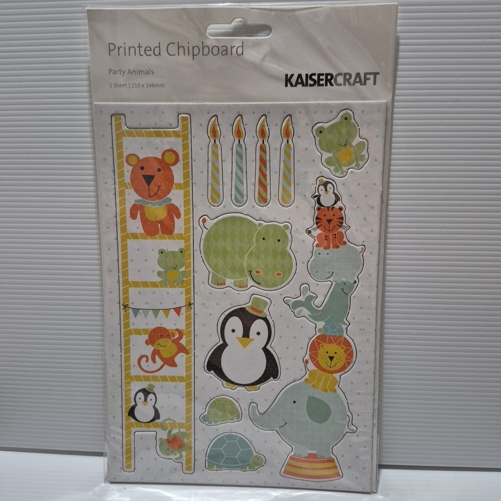 Kaisercraft "Party Animals"  - Printed Chipboard  Embellishments Scrapbook