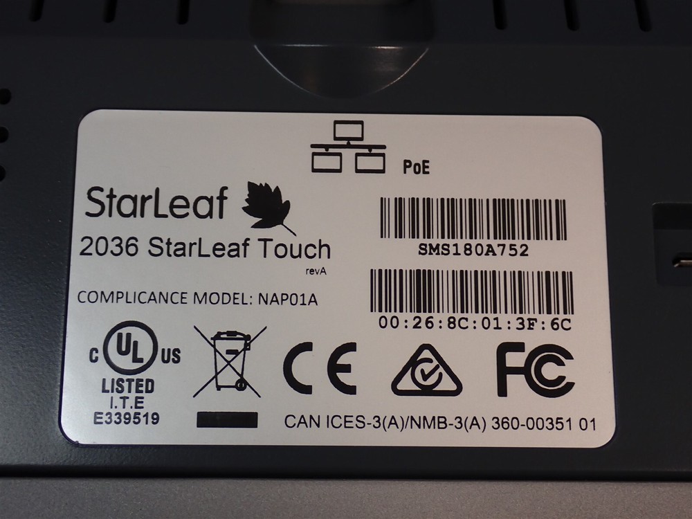 Starleaf 2036 Touch NAP01A Video Conferencing Controller (G41)