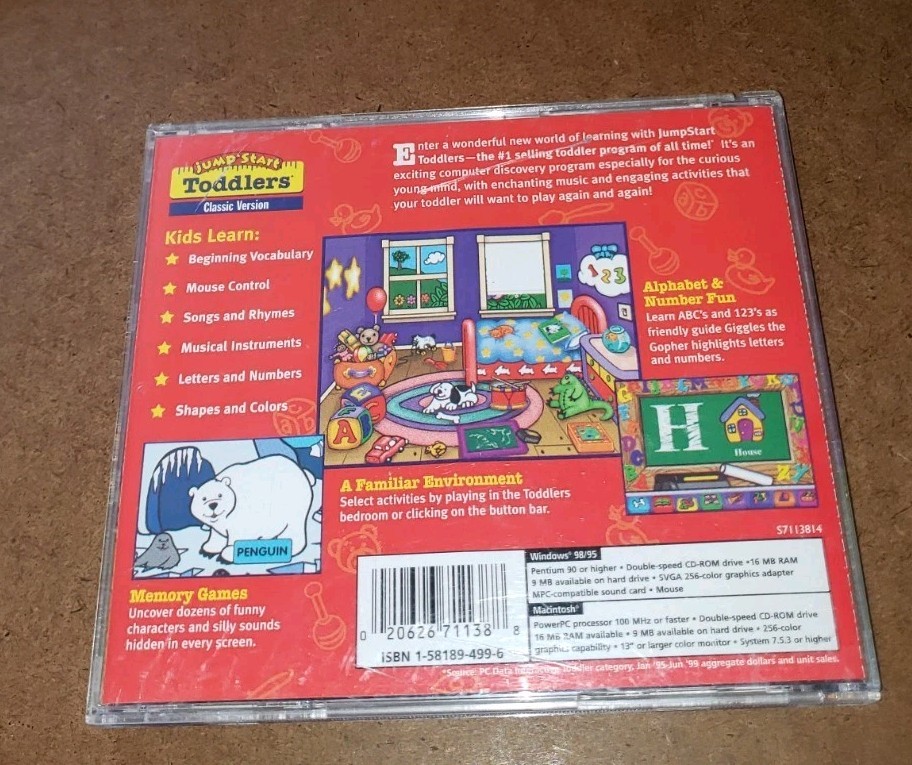 Jump Start Toddlers Classic Version Windows 98/95 Mac Pre-owned 2000 PC
