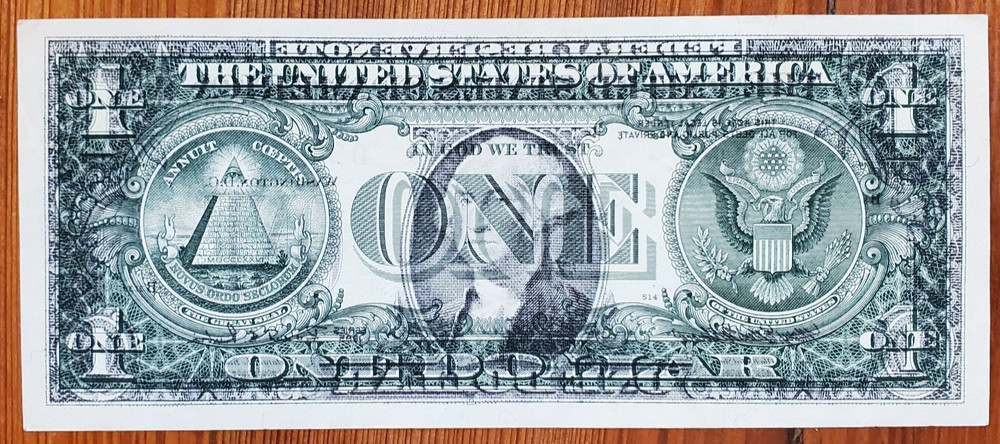 US FEDERAL RESERVE NOTE 1995 $1 OFFSET ERROR NOTE