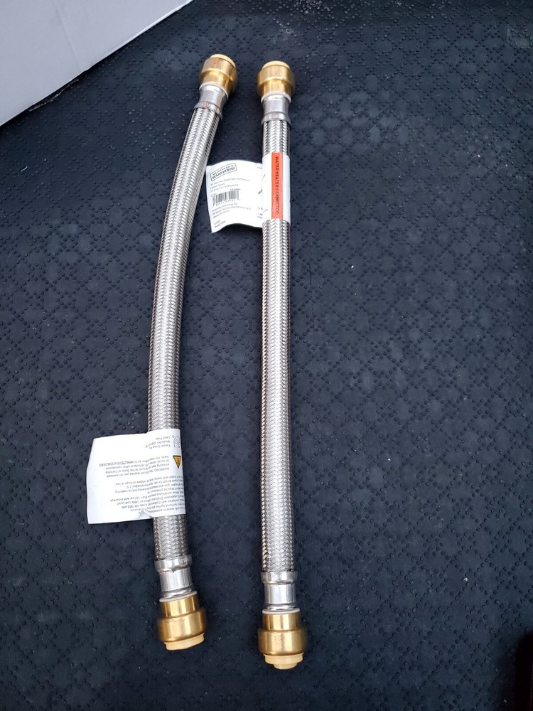 2 PACK Water heater push to connect 3/4" 18 SUPPLY FLEX HOSE Stainless steel