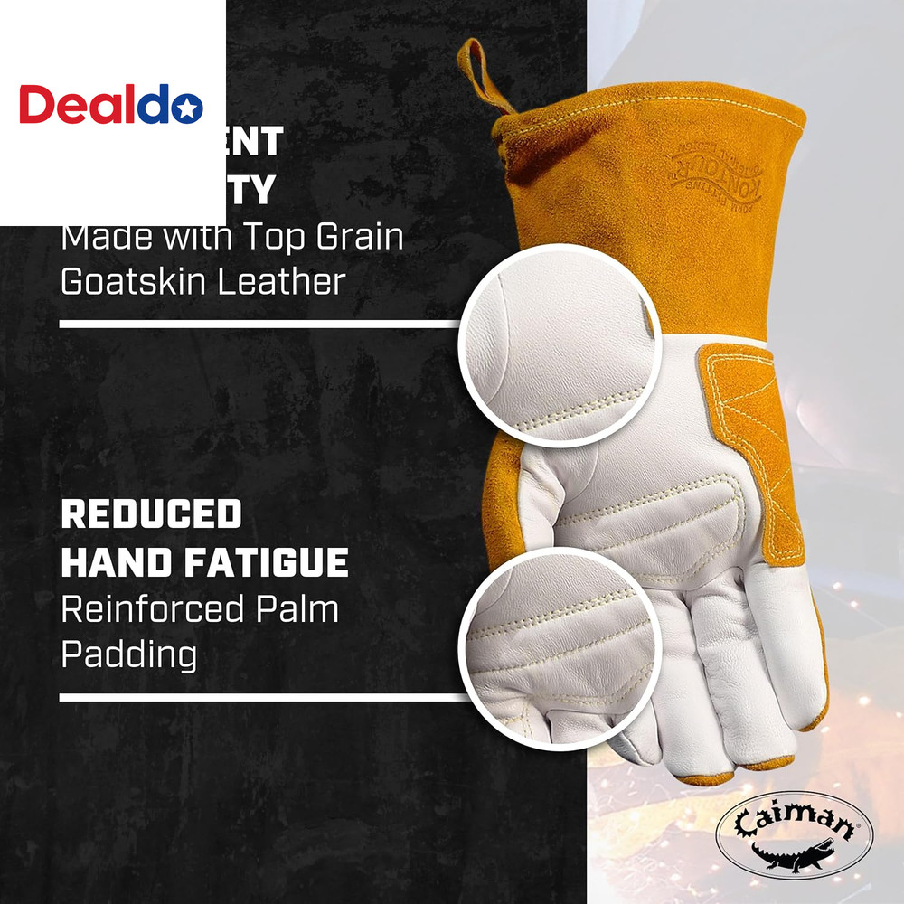Premium Goat Grain Tig/Multi-Task Welding Gloves, Split Cowhide Back, 4-Inch Ext
