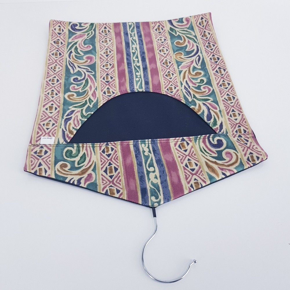 Peg Bag Handmade Beige Red Patterned Striped Lined Laundry Clothes Peg Holder