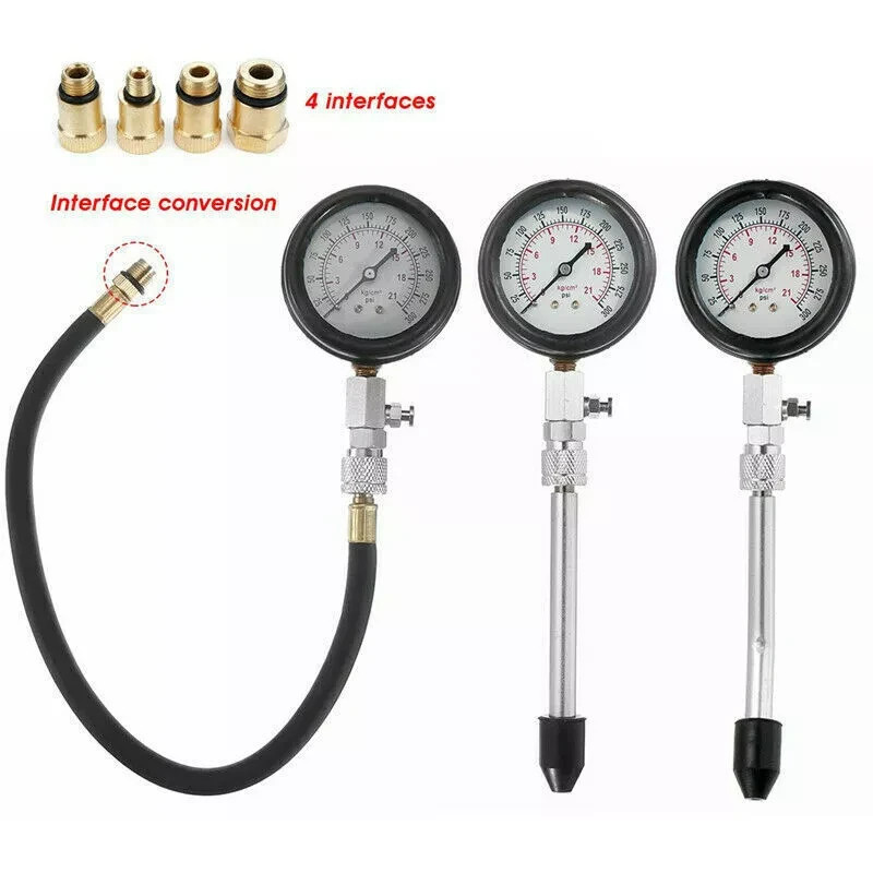Engine Cylinder Compression Tester Gauge Kit Gas Petrol Diagnostic Testing Tool
