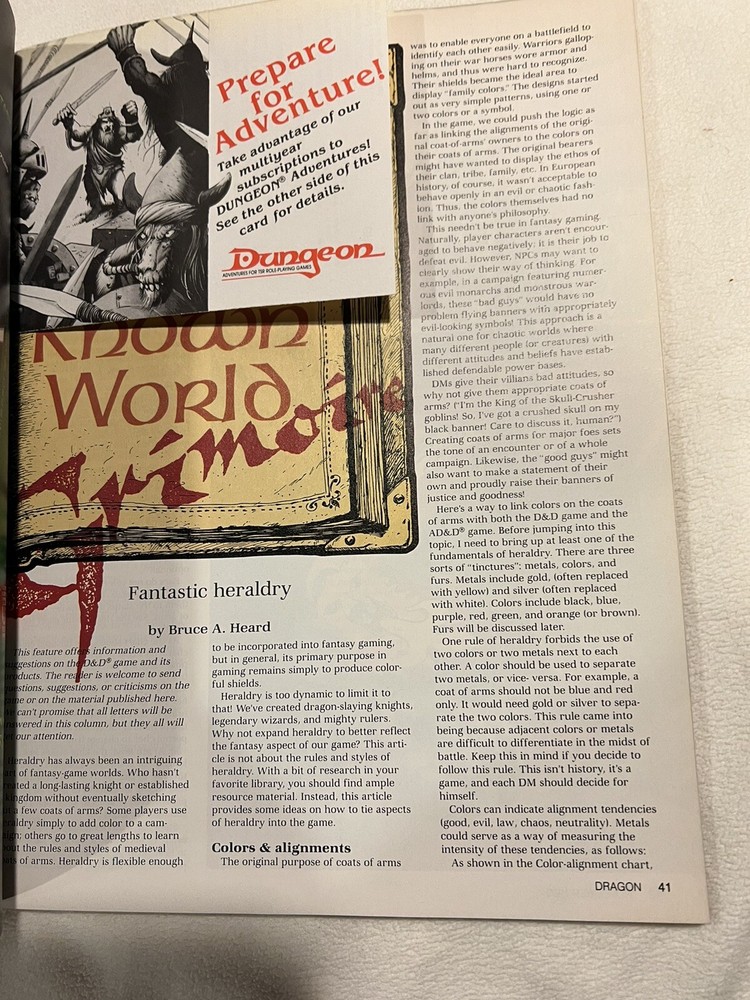 TSR Dragon Magazine #199 Excellent Condition