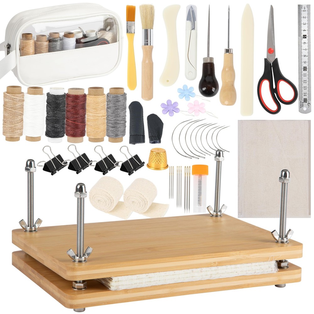 pamctry 50 Pcs Book Binding Kits for Beginners - Complete DIY Kit with Tools