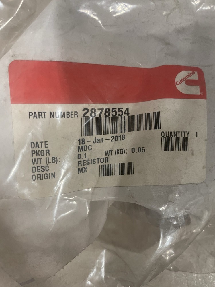 New Cummins Onan RESISTOR 2878554