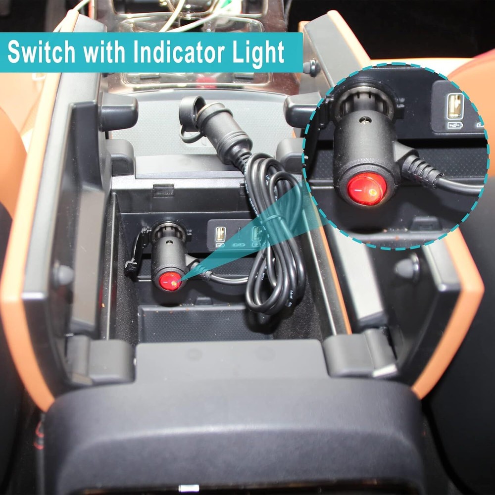 5FT Cigarette Lighter Extension Cord with on off Switch - Car Cigarette Lighter