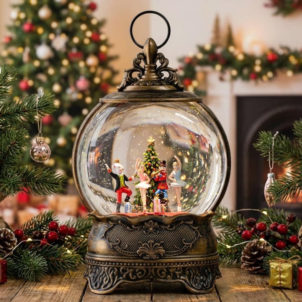 Musical Nutcracker Snow Globe Lantern - Battery & USB Powered Holiday Decor