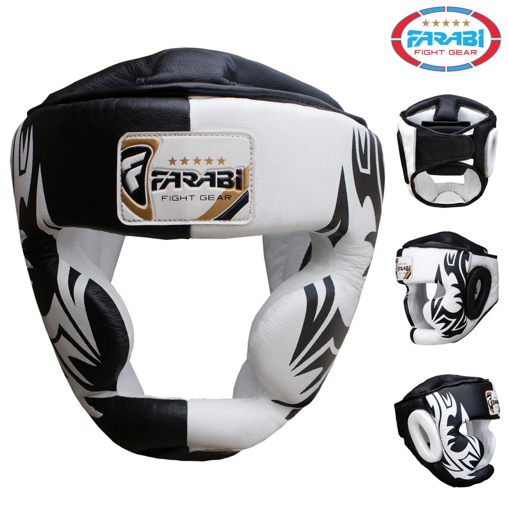 Farabi Genuine Leather Boxing Head Guard MMA Training Head Protector