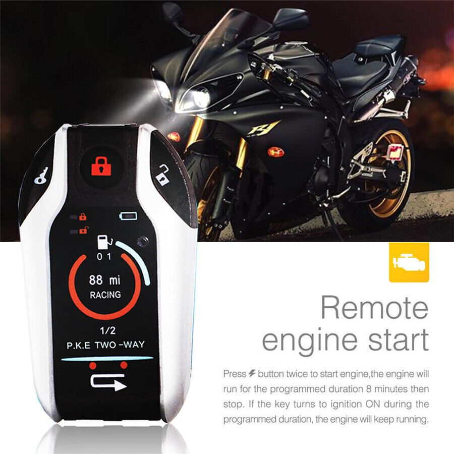 Motorcycle Anti-theft Alarm Security System Remote Control Engine Start PKE 2Way