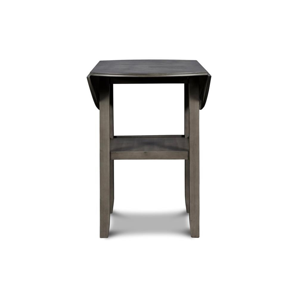 Pemberly Row Solid Wood Counter Drop Leaf Table W / 2 Chairs in Gray