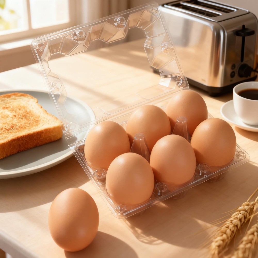 24Pack Plastic Clear Egg Carton for 6 Eggs,Egg Tray Reusable Medium Size Egg ...