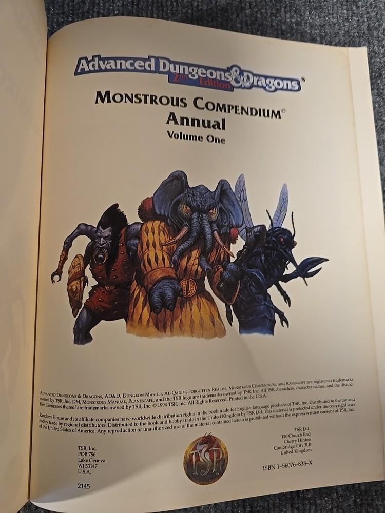 Advanced Dungeons & Dragons Monstrous Compendium Annual Volume One 1994