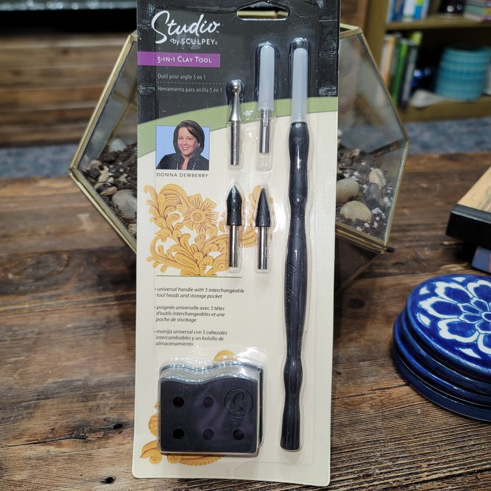 Sculpey 5-in-1 Tool Handle Interchangeable Heads: Blade Cone Chisel Ball Needle