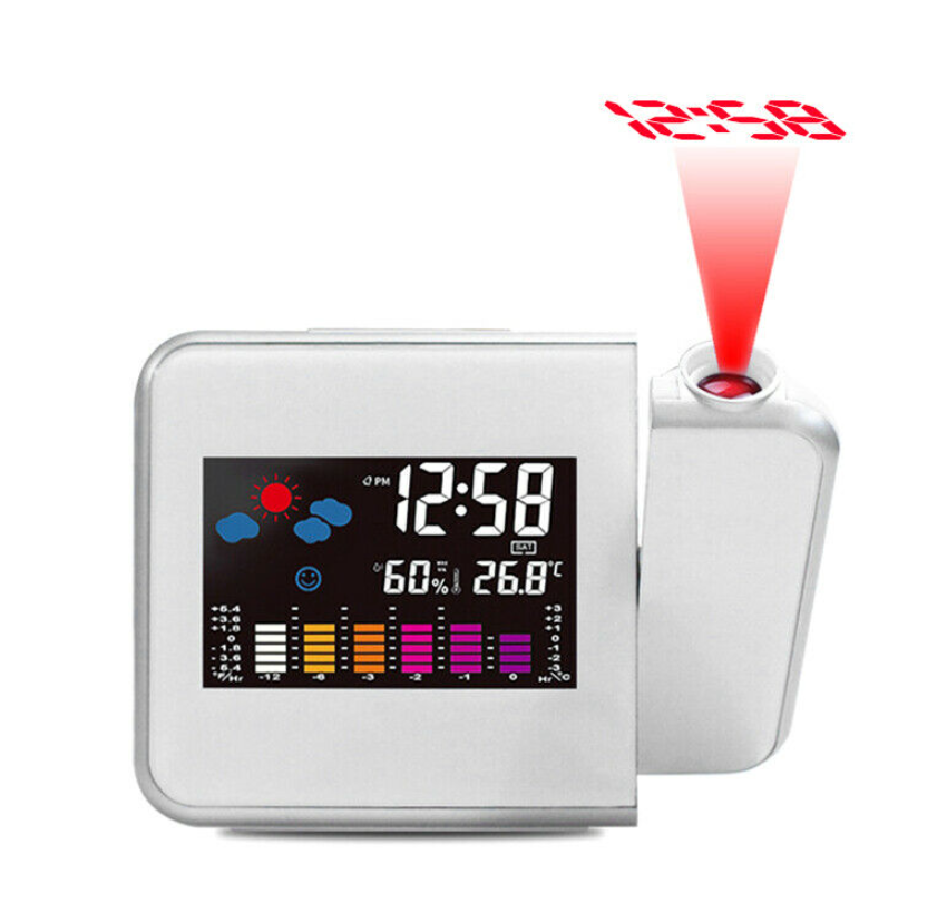 LED Digital Projection Alarm Clock Backlight snooze color Ceiling projector