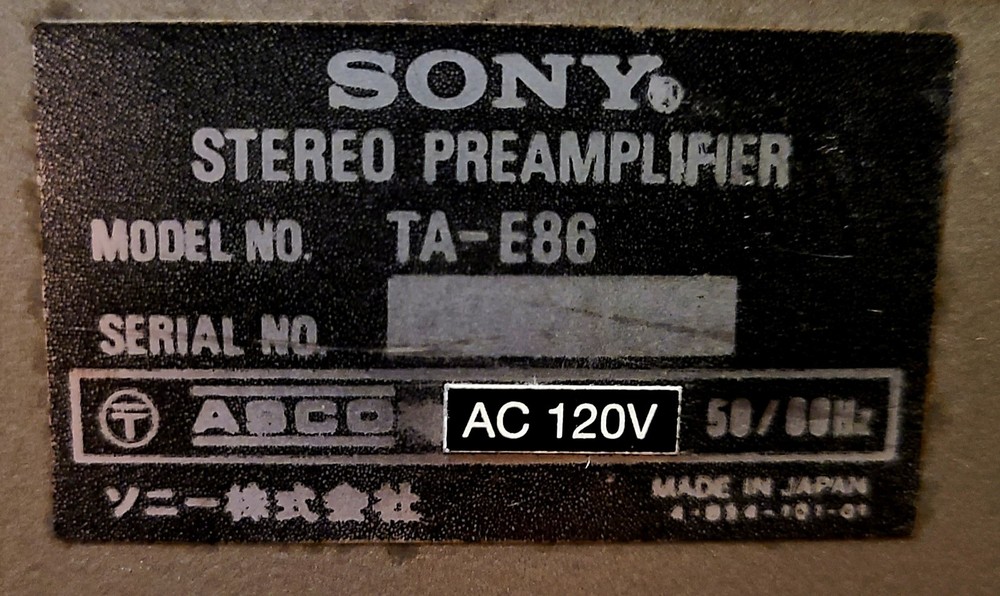 Sony TA-E86 Stereo Pre-amplifier