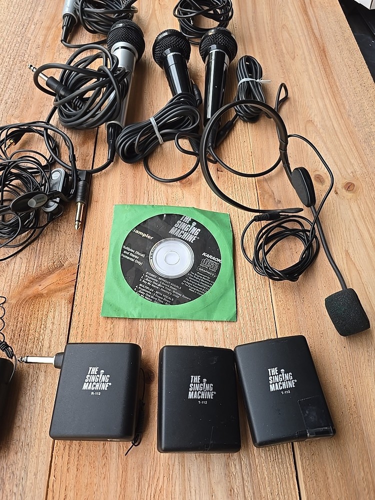 Singing Machine Accessory Bundle Including Five Microphones Two Headsets CD