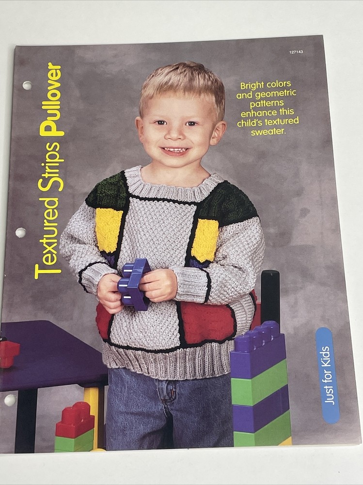 Textured Strips Pullover Childs Sweater Knitting Pattern House of White Birches