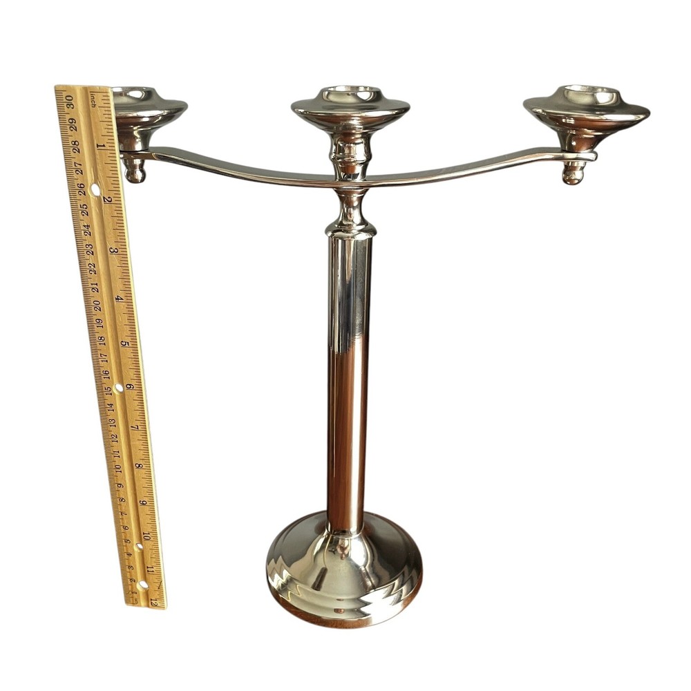 Silver Plated 3 Arm Candelabra 12"H