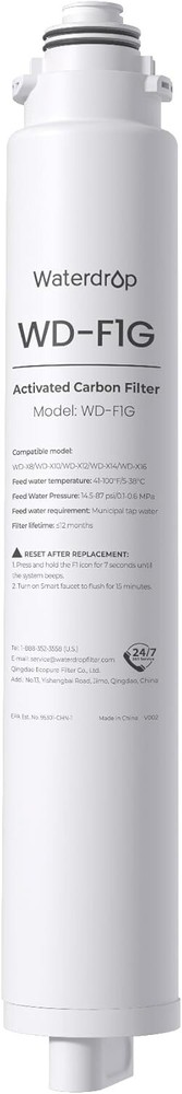 Waterdrop WD-F1G Filter,Replacement for WD-X12-Basic&WD-X8 ReverseOsmosis System