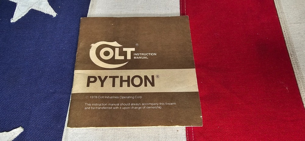 Colt Python 6 Inch Vintage Box, Paperwork, 1978 Manual .357