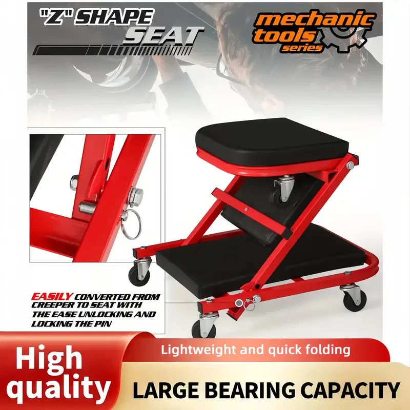 Foldable Z Creeper 2-in-1 Rolling Folding Car Creeper & Seat