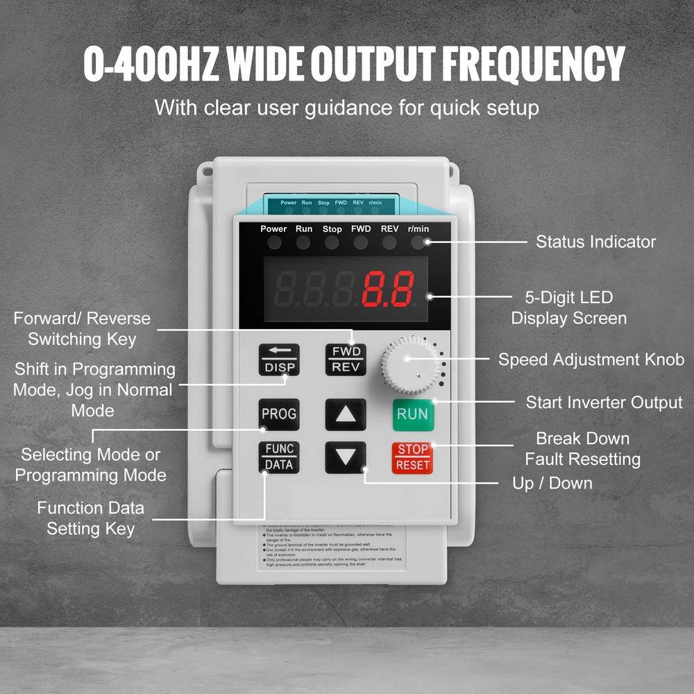 3HP 2.2KW 10A Variable Frequency Drive VFD for 3-Phase Motor Speed Control